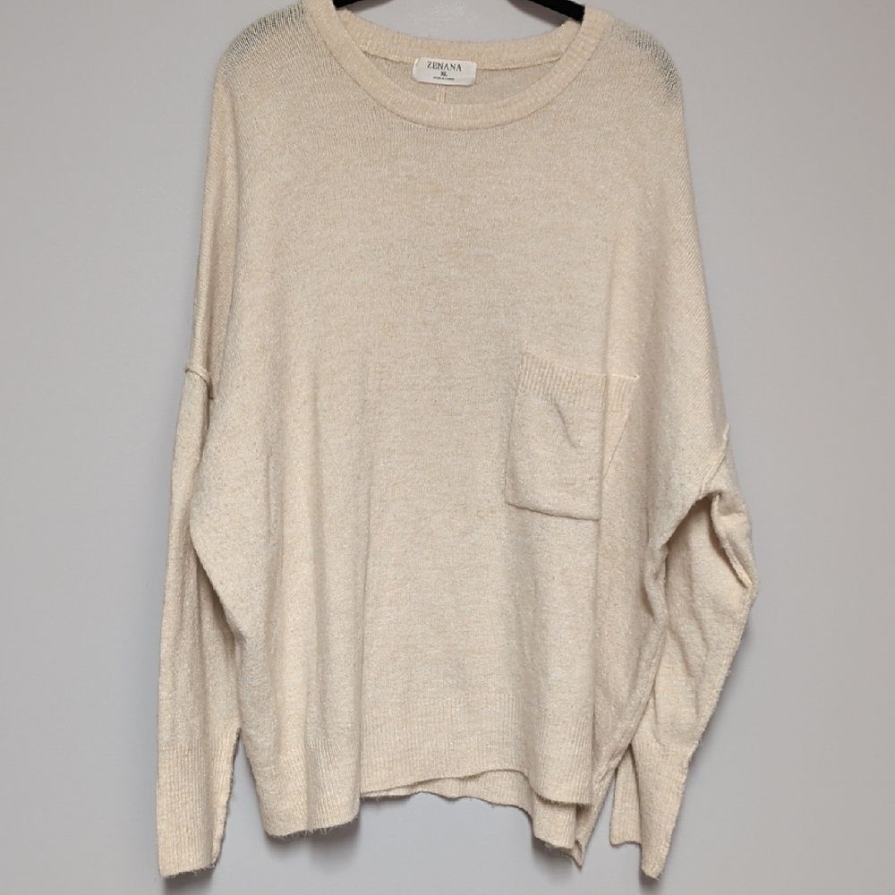 Zenana Outfitters Cream Crewneck Sweater